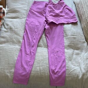 Lululemon workout pants and sports bra set, pink lilac, size 6